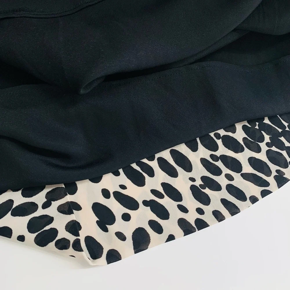 Talbots Leopard Print Chiffon Shift Dress With Black Slip Size 10 Cap Sleeves